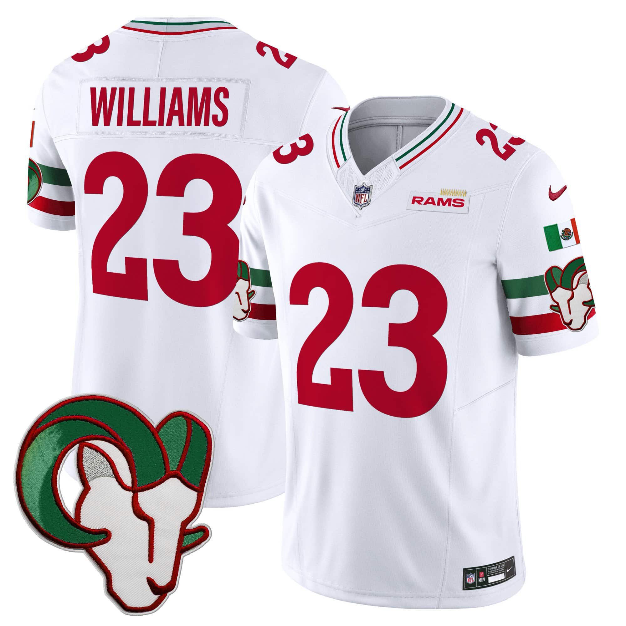 Men Los Angeles Rams #23 Williams White 2024 Nike Mexico Vapor Limited NFL Jersey